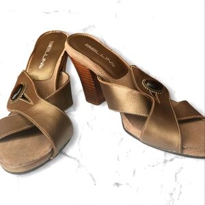 Bellini Women's Brown Cross-Strap Heels With A Gorgeous Brown Stone- Size 8M